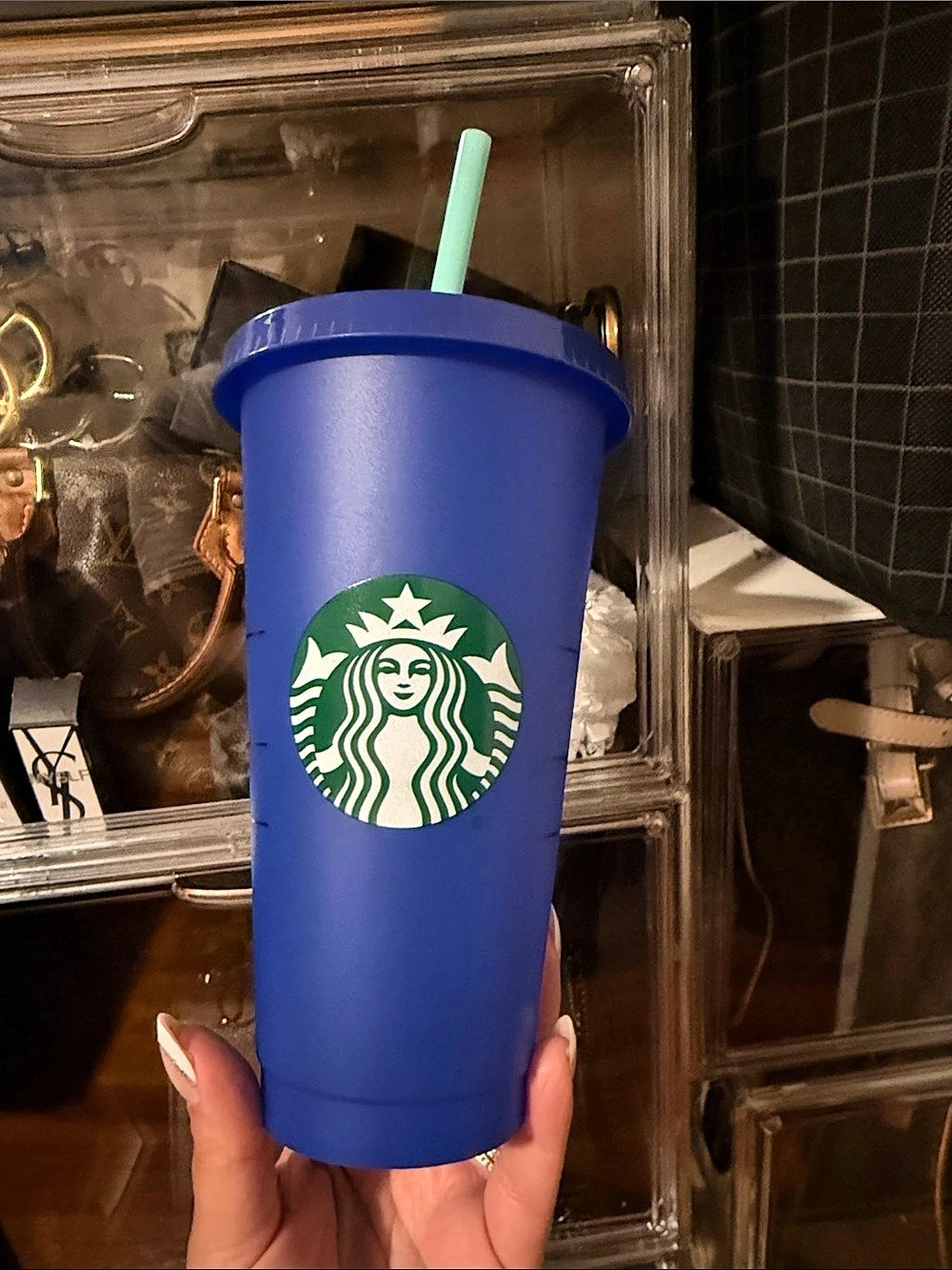 Starbucks Royal Blue Reusable Cold Cup with Custom Mama Decal Mama Decal - Picture 2 of 3